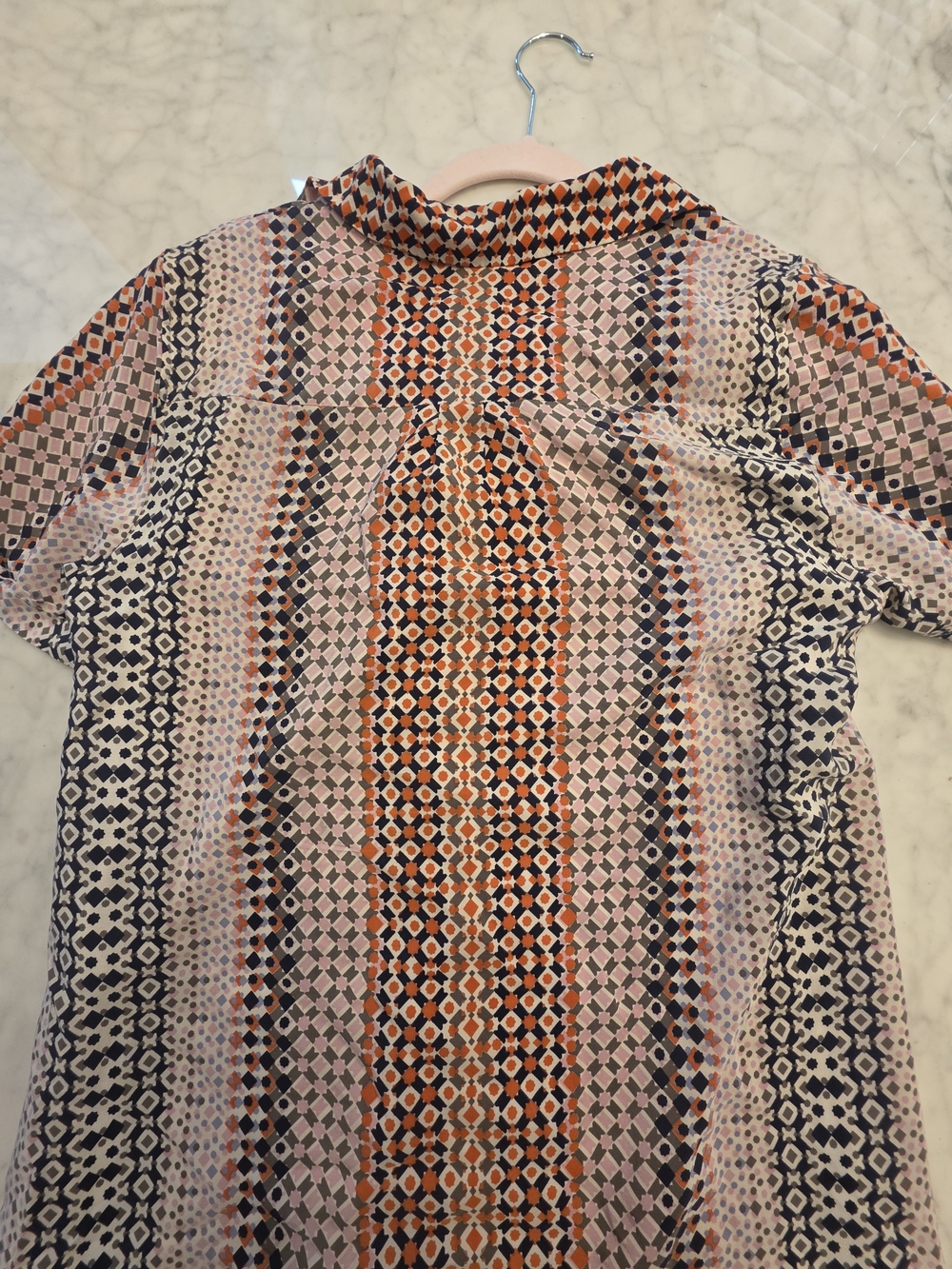 J. Crew Geometric Short-Sleeve Tunic in Pink, Orange and Navy